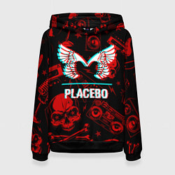 Толстовка-худи женская Placebo rock glitch, цвет: 3D-черный