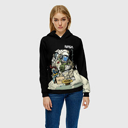 Толстовка-худи женская NASA - Help! Astronaut - Joke, цвет: 3D-черный — фото 2