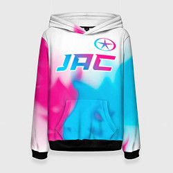 Толстовка-худи женская JAC neon gradient style: символ сверху, цвет: 3D-черный