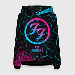 Толстовка-худи женская Foo Fighters - neon gradient, цвет: 3D-черный