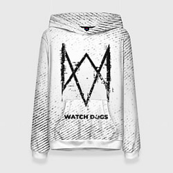 Толстовка-худи женская Watch Dogs с потертостями на светлом фоне, цвет: 3D-белый