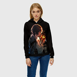 Толстовка-худи женская Дазай Осаму - Бродячие псы, цвет: 3D-черный — фото 2