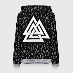 Толстовка-худи женская Valknut runes pattern, цвет: 3D-меланж