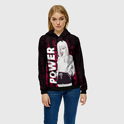 Толстовка-худи женская Человек бензопила Power, цвет: 3D-черный — фото 2