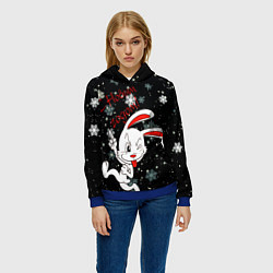 Толстовка-худи женская Подмигивающий кролик, цвет: 3D-синий — фото 2