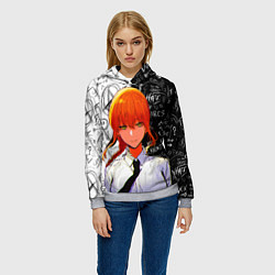 Толстовка-худи женская Макима в костюме - Человек бензопила, цвет: 3D-меланж — фото 2