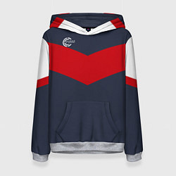 Толстовка-худи женская FIRM темно-синий с красной полосой, цвет: 3D-меланж