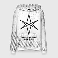 Толстовка-худи женская Bring Me the Horizon с потертостями на светлом фон, цвет: 3D-белый