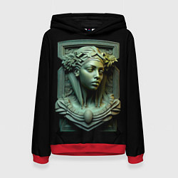 Толстовка-худи женская Нейросеть - барельеф античной девушки, цвет: 3D-красный