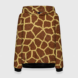 Толстовка-худи женская Текстура жирафа, цвет: 3D-черный