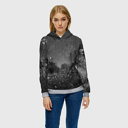 Толстовка-худи женская Абстрактная тьма и следы белой краски, цвет: 3D-меланж — фото 2