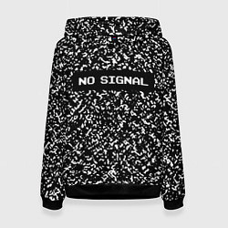 Толстовка-худи женская Глитч - нет сигнала, цвет: 3D-черный