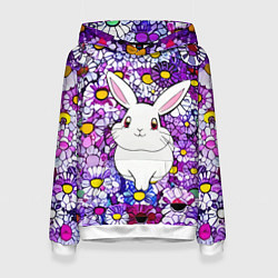 Женская толстовка Веселый кролик в цветах