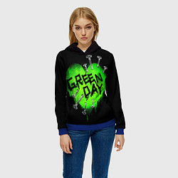 Толстовка-худи женская Green day heart nails, цвет: 3D-синий — фото 2