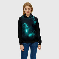 Толстовка-худи женская Сияющая галактика, цвет: 3D-черный — фото 2