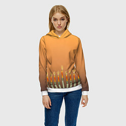 Толстовка-худи женская Уютная Ханука, цвет: 3D-белый — фото 2