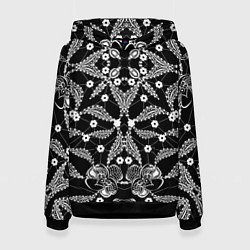 Толстовка-худи женская Кружевной ажурный узор, цвет: 3D-черный