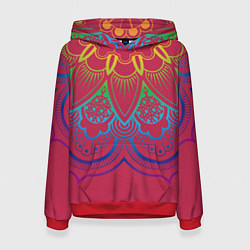 Толстовка-худи женская Viva magenta mandala, цвет: 3D-красный