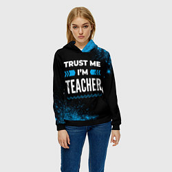 Толстовка-худи женская Trust me Im teacher dark, цвет: 3D-черный — фото 2