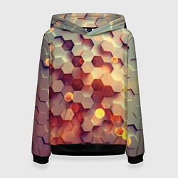 Толстовка-худи женская Объемный шестиугольник, цвет: 3D-черный