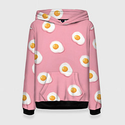 Женская толстовка Яичница на розовом фоне