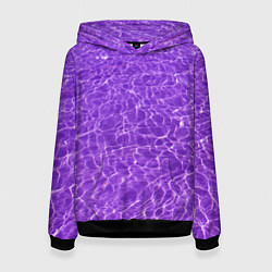 Толстовка-худи женская Абстрактные фиолетовые волны воды, цвет: 3D-черный