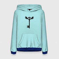 Толстовка-худи женская Ключик к замочку голубой, цвет: 3D-синий