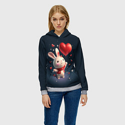 Толстовка-худи женская Кролик с шариком, цвет: 3D-меланж — фото 2