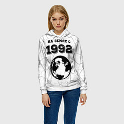 Толстовка-худи женская На Земле с 1992: краска на светлом, цвет: 3D-белый — фото 2