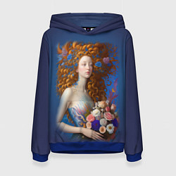 Женская толстовка Русалка в стиле Ренессанса с цветами
