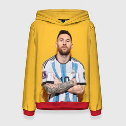 Толстовка-худи женская Lionel Messi 10, цвет: 3D-красный
