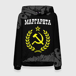 Толстовка-худи женская Маргарита и желтый символ СССР со звездой, цвет: 3D-черный