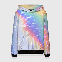Толстовка-худи женская Голография и пленка - текстура, цвет: 3D-черный