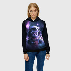 Толстовка-худи женская Котик космонавт, цвет: 3D-черный — фото 2