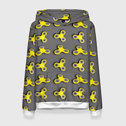 Толстовка-худи женская Желтый спиннер, цвет: 3D-белый
