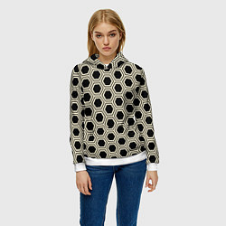 Толстовка-худи женская Шестиугольная сота, цвет: 3D-белый — фото 2