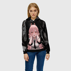 Толстовка-худи женская Человек-Бензопила: Пауэр, цвет: 3D-черный — фото 2