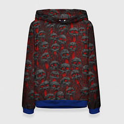 Толстовка-худи женская Черепа ужасные кричат - паттерн, цвет: 3D-синий