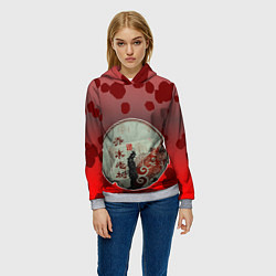 Толстовка-худи женская У самурая есть две стороны, цвет: 3D-меланж — фото 2