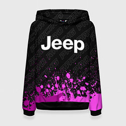 Толстовка-худи женская Jeep pro racing: символ сверху, цвет: 3D-черный