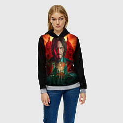 Толстовка-худи женская John Wick catholic church Paris, цвет: 3D-меланж — фото 2