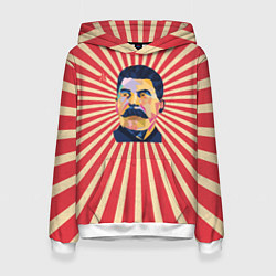 Толстовка-худи женская Сталин полигональный, цвет: 3D-белый