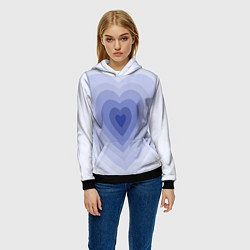 Толстовка-худи женская Голубое сердце градиент, цвет: 3D-черный — фото 2
