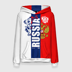 Женская толстовка Russia national team: white blue red