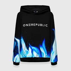 Толстовка-худи женская OneRepublic blue fire, цвет: 3D-черный