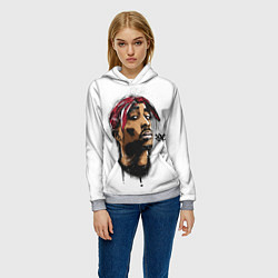 Толстовка-худи женская 2Pac - Тупак Шакур, цвет: 3D-меланж — фото 2