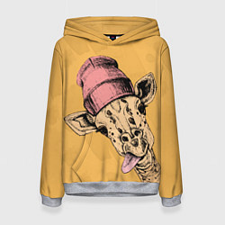Толстовка-худи женская Жираф дразнит, цвет: 3D-меланж