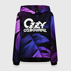 Толстовка-худи женская Ozzy Osbourne neon monstera, цвет: 3D-черный