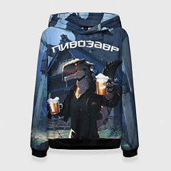 Толстовка-худи женская Аниме Пивозавр, цвет: 3D-черный