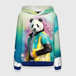 Женская толстовка Прикольный панда в модной куртке